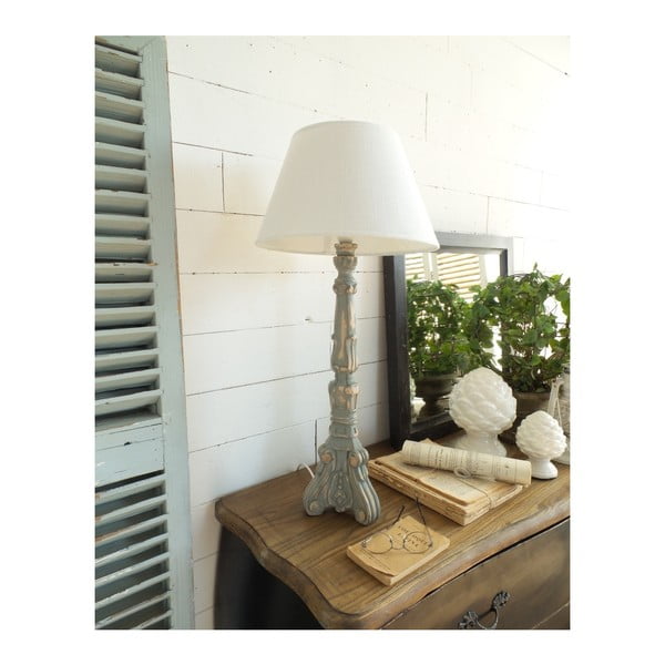 Šedá stolní lampa se základnou z mangového dřeva Orchidea Milano Natural