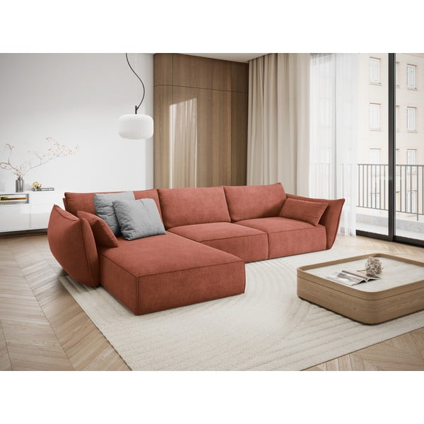 Červená rohová pohovka (levý roh) Vanda – Mazzini Sofas-image-1