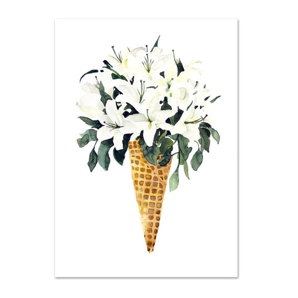 Plakát Leo La Douce White Flower Cone, 42 x 59,4 cm