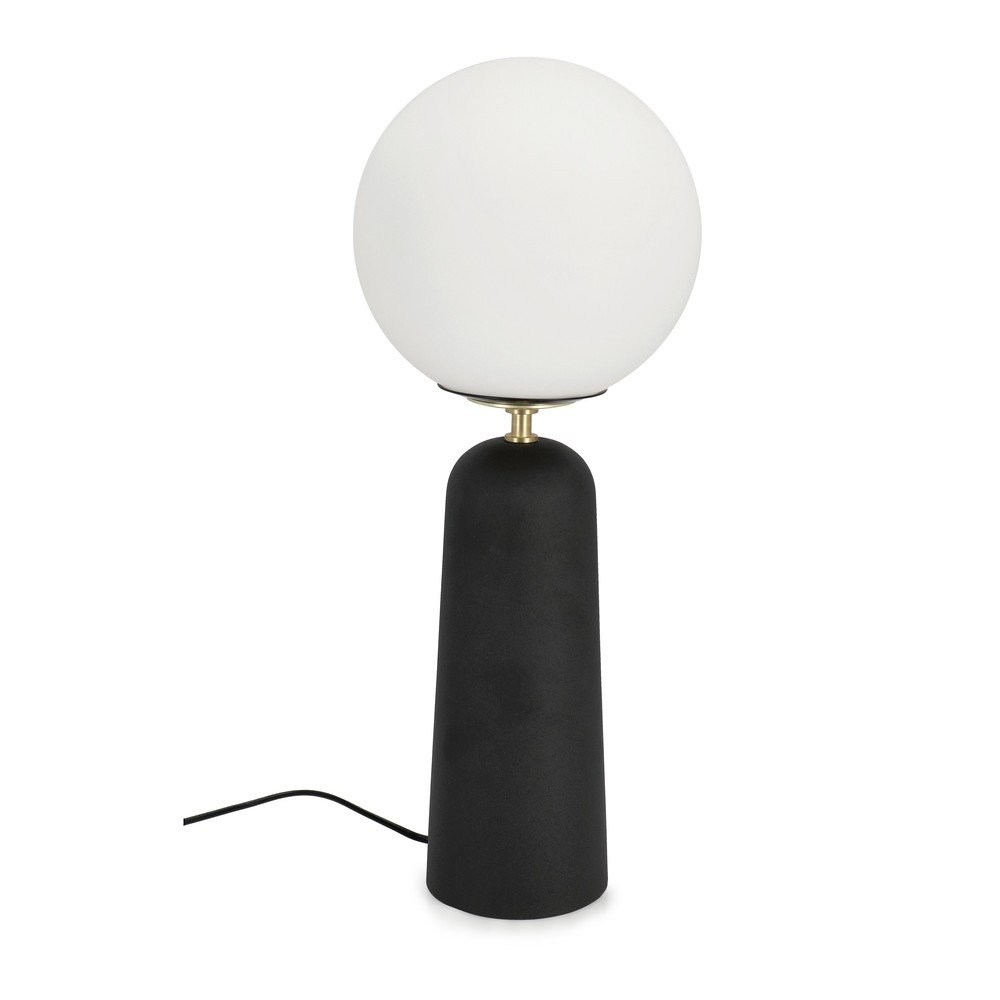 Černá kovová stolní lampa se skleněným stínidlem (výška 51 cm) Delphine – Bizzotto