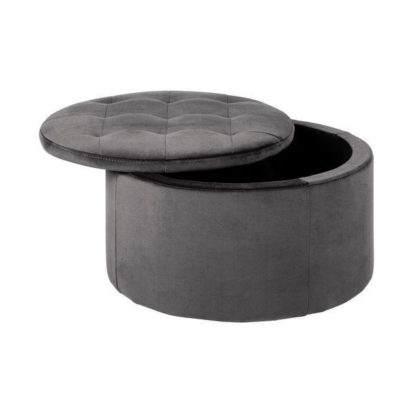 Šedý sametový puf Actona Retina, ⌀ 60 cm-image-2