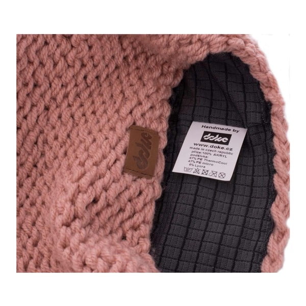 Růžová ručně pletená čepice DOKE Peach-image-4