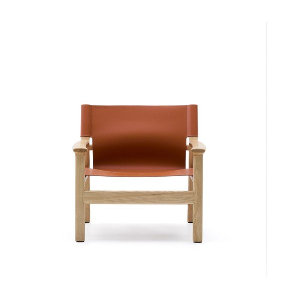 Koňakově hnědé kožené křeslo Jan – Kave Home-image-2