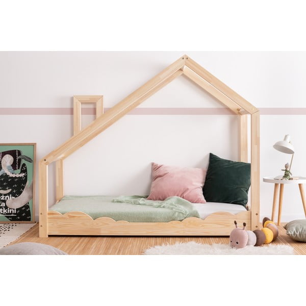 Domečková postel z borovicového dřeva Adeko Luna Drom, 70 x 140 cm
