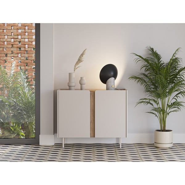 Skříňka v dekoru dubu v krémovo-přírodní barvě 100x82,5x40 cm Lucile – Marckeric-image-1