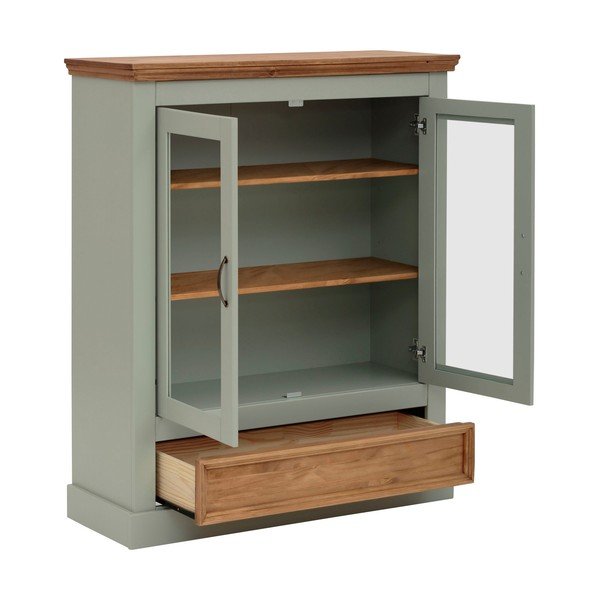 Světle zelená vitrína z borovicového dřeva 100x120 cm Selma – Støraa-image-3