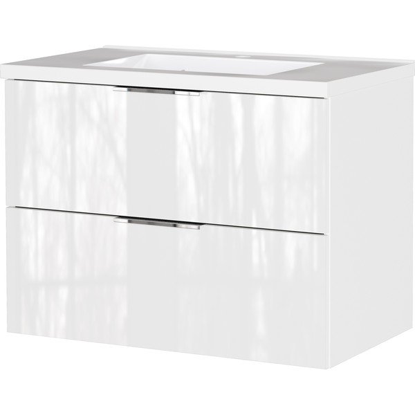 Bílá lesklá závěsná skříňka pod umyvadlo 81x61 cm Celano – Germania