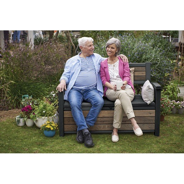 Tmavě hnědá plastová zahradní lavice Deco – Keter-image-3