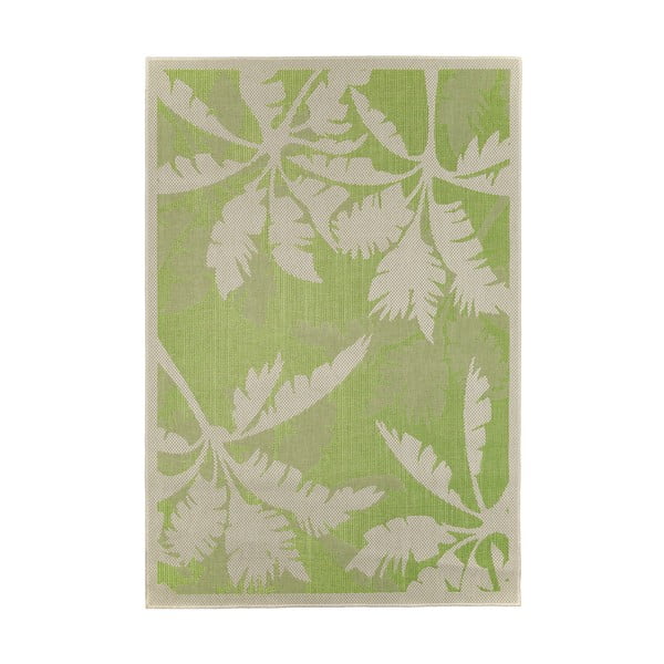 Zeleno-béžový venkovní koberec Floorita Palms, 135 x 190 cm