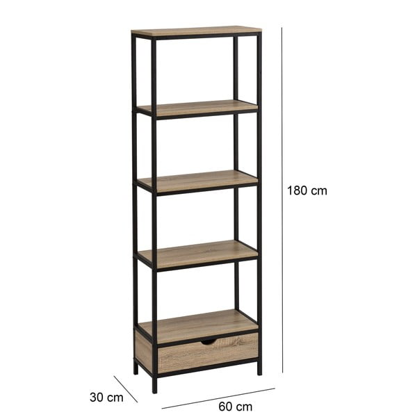 Černá přírodní knihovna v dekoru dubu 60x180 cm Urban – Casa Selección-image-2