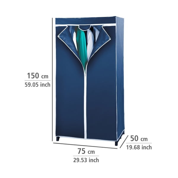 Modrá látková šatní skříň 75x150 cm Air - Wenko-image-1