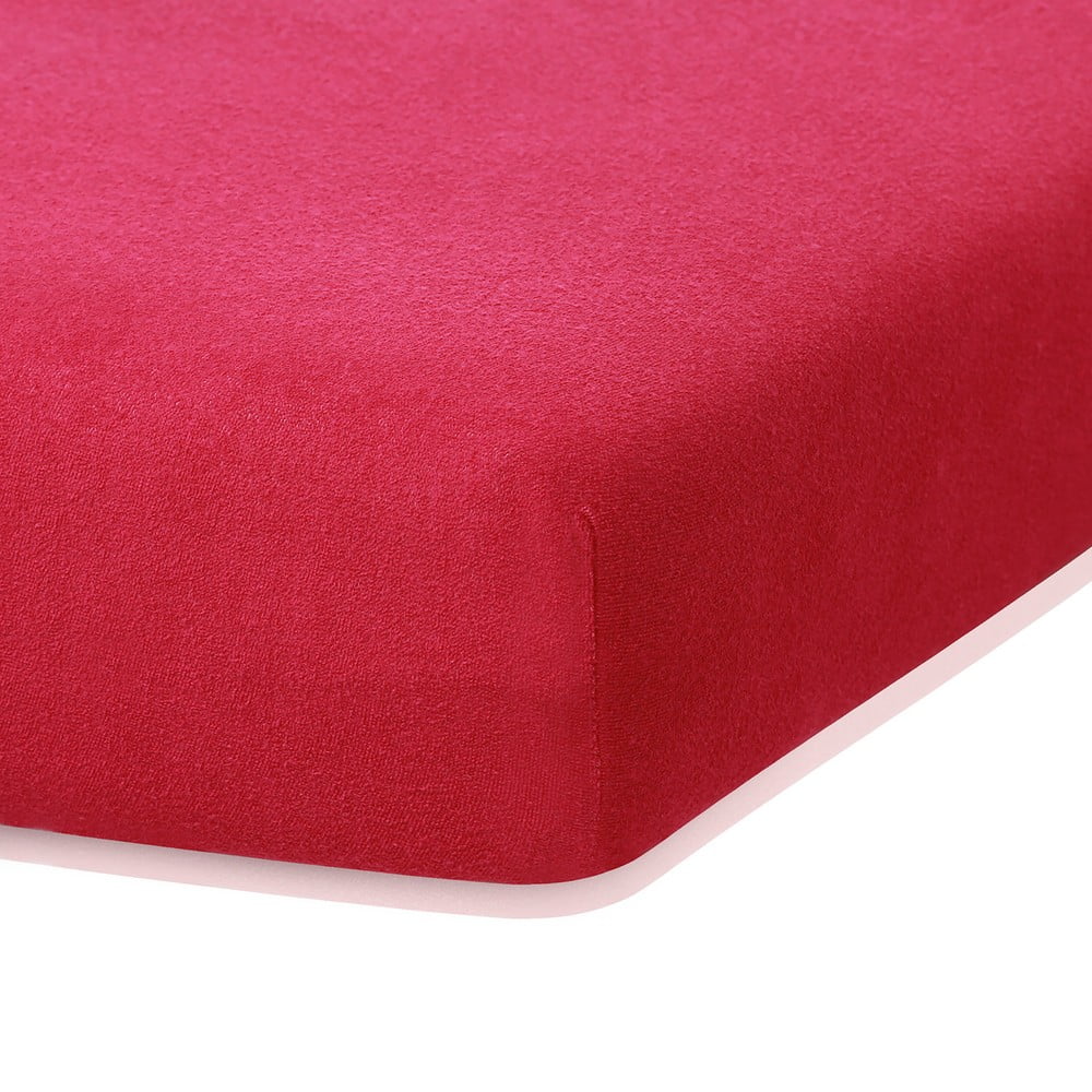 Bordó červené elastické prostěradlo s vysokým podílem bavlny AmeliaHome Ruby, 120/140 x 200 cm