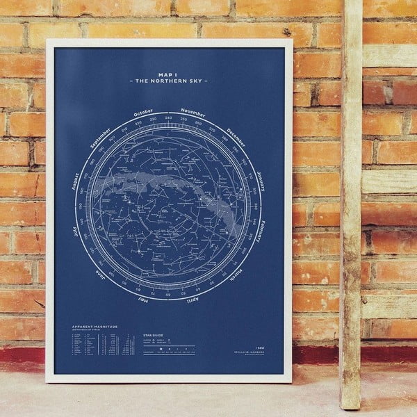 Plakát The Northern Sky Night Blue, 50x70 cm