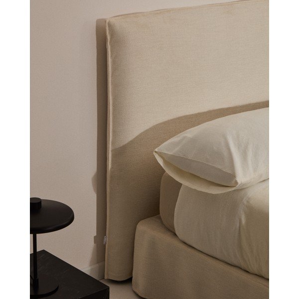 Bílá čalouněná dvoulůžková postel 160x200 cm Jaira – Kave Home-image-2