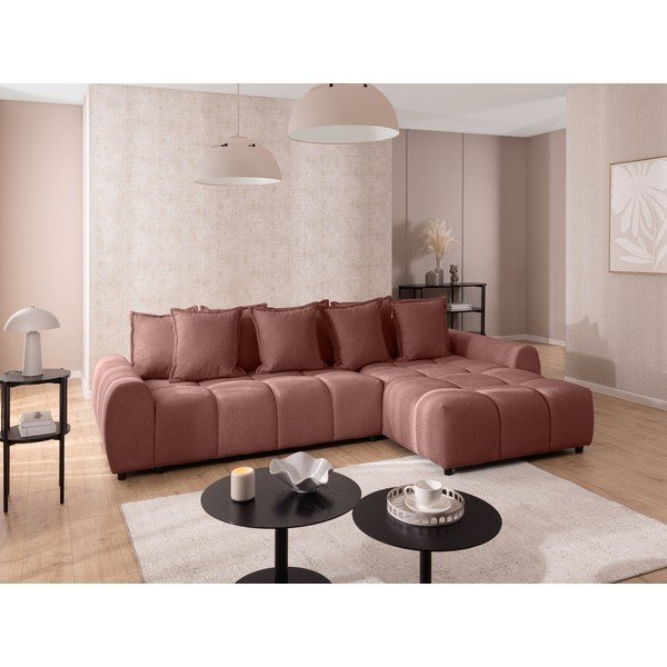 Rohová pohovka v terakotové barvě (pravý roh/s lenoškou) Albane  – Ropez-image-1