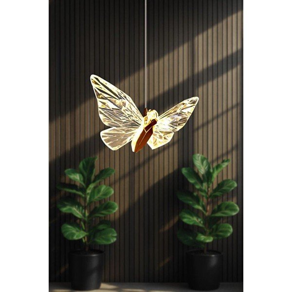 Kovové LED závěsné svítidlo ve zlaté barvě se stínidlem z akrylového skla ø 20 cm Myrna – Opviq lights-image-2