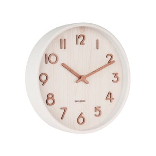 Bílé nástěnné hodiny z lipového dřeva Karlsson Pure Small, ø 22 cm