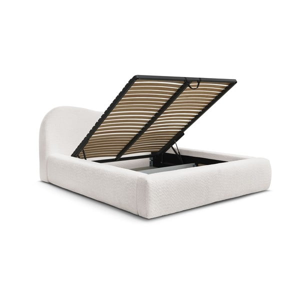 Bílá čalouněná dvoulůžková postel s úložným prostorem a roštem 160x200 cm Orlane – Bobochic Paris-image-3