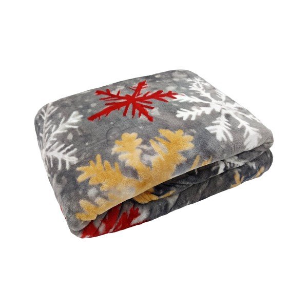 Šedá deka s vánočním motivem z mikroplyše 150x200 cm Polar Flakes – My House