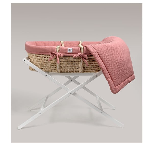 Růžový mojžíšův koš se stojanem Meeko - BELLAMY
