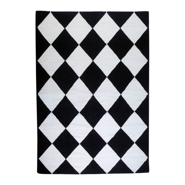 Vlněný koberec Geometry Classic  Black & White, 160x230 cm