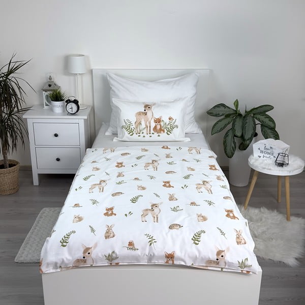 Bílo-hnědé bavlněné dětské povlečení do postýlky 100x135 cm Forest Animals – Jerry Fabrics-image-1