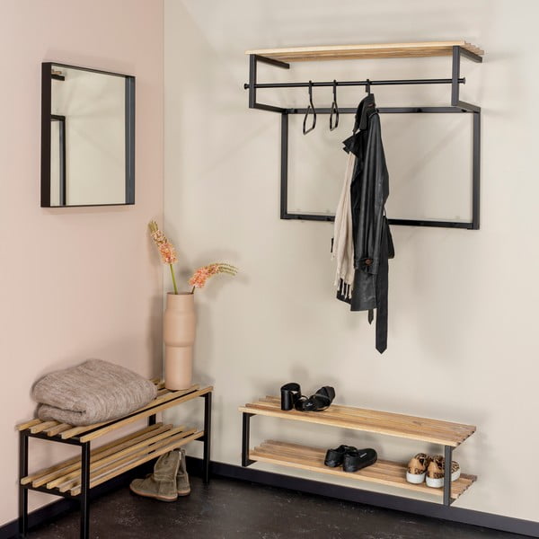 Černý/v přírodní barvě kovový závěsný botník 100x26x34 cm Marco – Spinder Design-image-3