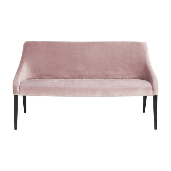 Světle růžová sametová lavice Kare Design Mode