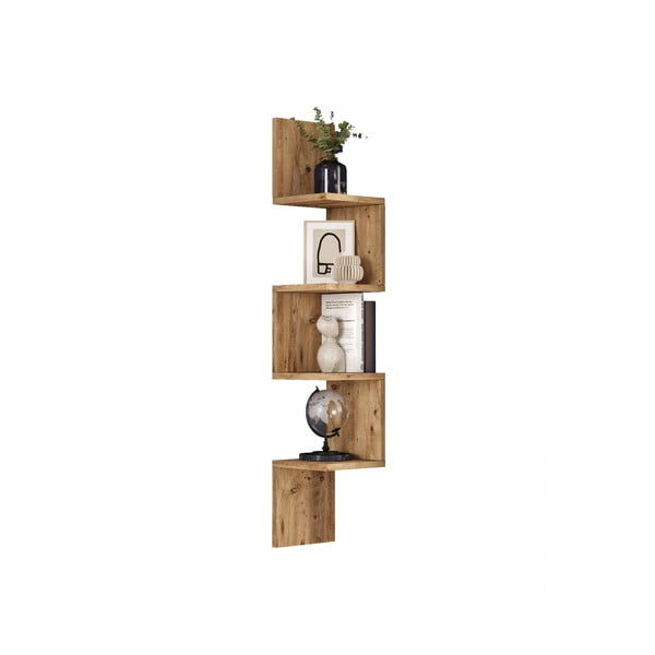 Nástěnná knihovna v dekoru borovice v přírodní barvě 22x117 cm Laura – Kalune Design-image-2