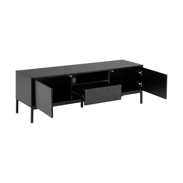 Černý TV stolek v dekoru jasanu 140x45 cm Seaford – Actona-image-3