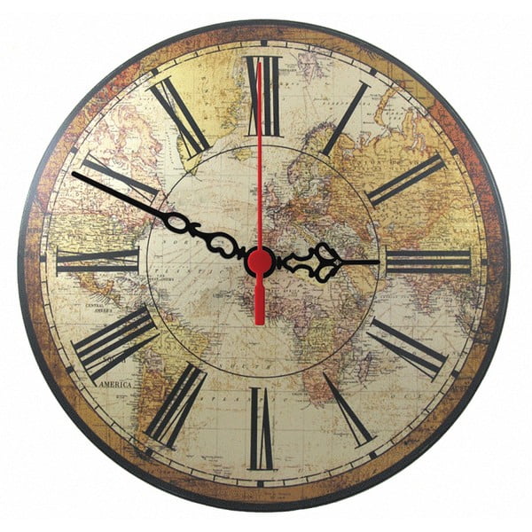 Nástěnné hodiny World Map, 30 cm