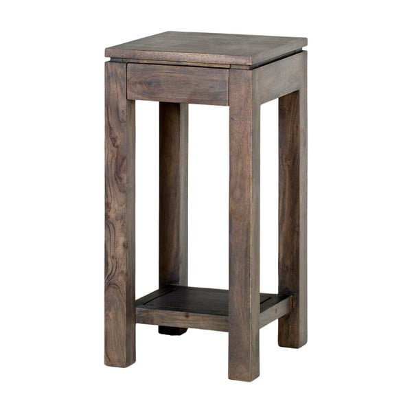 Příruční stolek  z masivního šedě mořeného akáciového dřeva se zásuvkou Zara