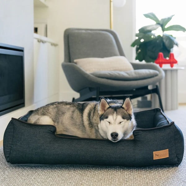 Tmavě modrý pelíšek pro psa 100x75 cm Lounge Bed Denim Medieval Blue / Dark Chocolate L – P.L.A.Y.-image-1