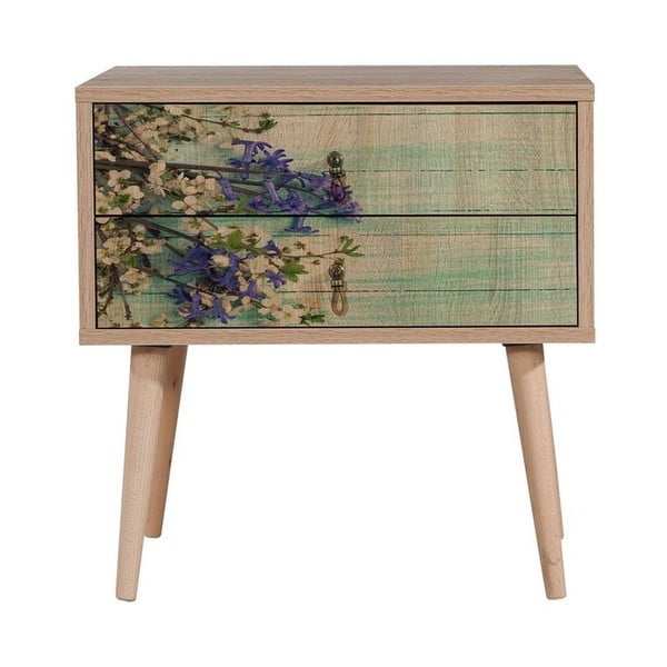 Dřevěný noční stolek Iris Flowers