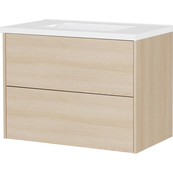 Závěsná skříňka pod umyvadlo v dekoru dubu v přírodní barvě 81x61 cm Bodera – Germania