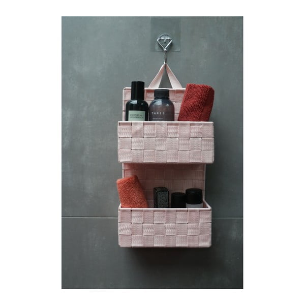 Světle růžový dvoupatrový závěsný košík Compactor Bristol-image-1