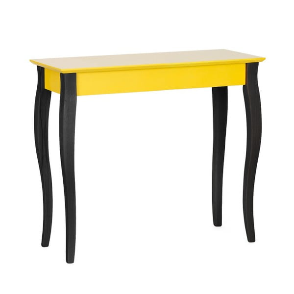 Žlutý konzolový stolek s černými nohami Ragaba Lilo, šířka 85 cm