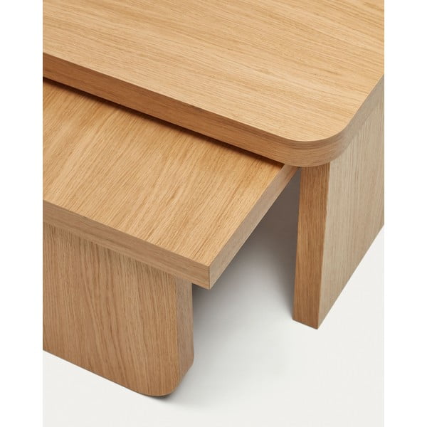 Konferenční stolky v dekoru dubu v přírodní barvě v sadě 2 ks Oaq – Kave Home-image-4