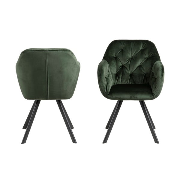Zelené čalouněné jídelní křeslo s područkami Lola – Actona-image-4