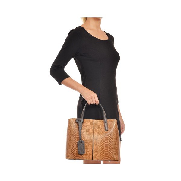 Koňakově hnědá kožená kabelka Roberta M Muriella-image-2