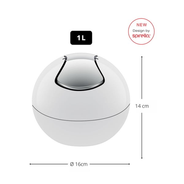 Bílý plastový odpadkový koš 1 l   Bowl – Spirella-image-2