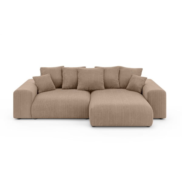 Béžová manšestrová rozkládací rohová pohovka s úložným prostorem (variabilní roh) Luma – Ropez