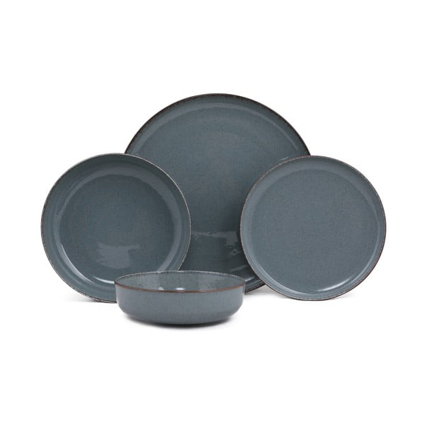 24dílná sada šedého porcelánového nádobí Kütahya Porselen Pearl