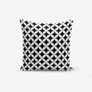 Černo-bílý povlak na polštář s příměsí bavlny Minimalist Cushion Covers Black White Geometric, 45 x 45 cm