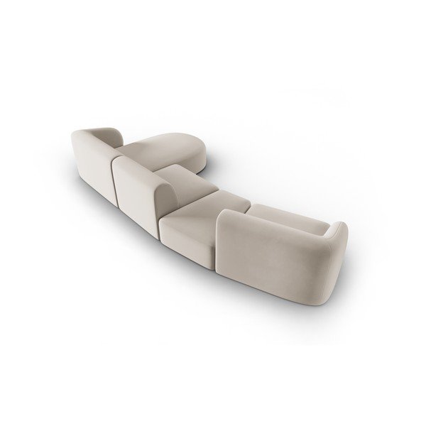 Béžová sametová rohová pohovka (pravý roh/s lenoškou) Paolo – Milo Casa-image-3