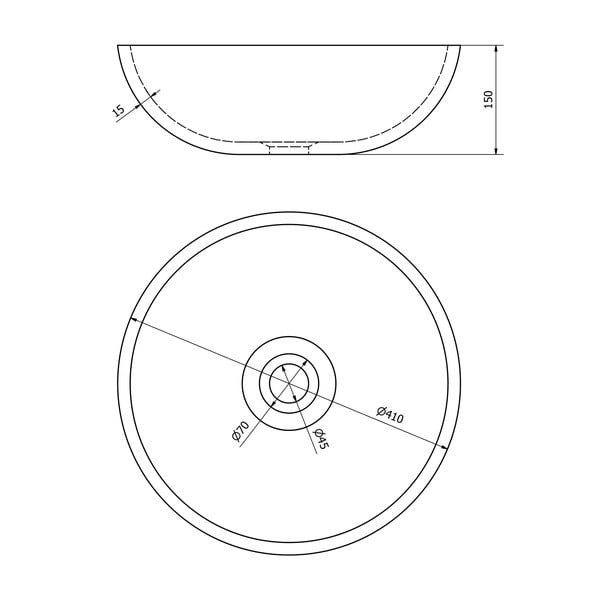 Šedé keramické kulaté umyvadlo ø 41 cm Priori – Sapho-image-4
