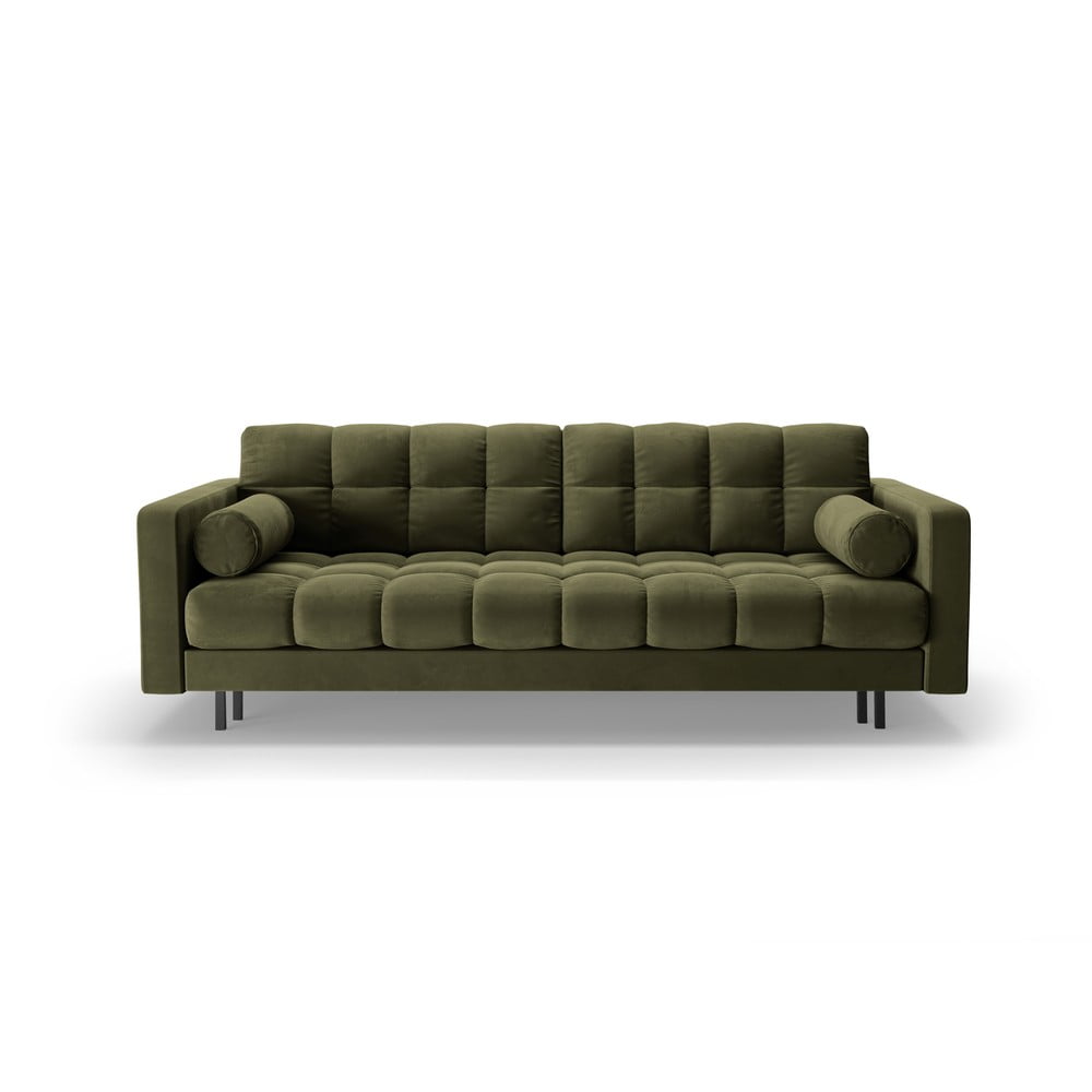 Zelená sametová rozkládací/s úložným prostorem pohovka 222 cm Bali – Cosmopolitan Design