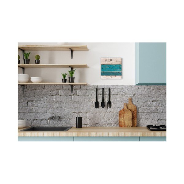 Nástěnné hodiny Styler Glassclock Blue Wood, 30 x 30 cm-image-1