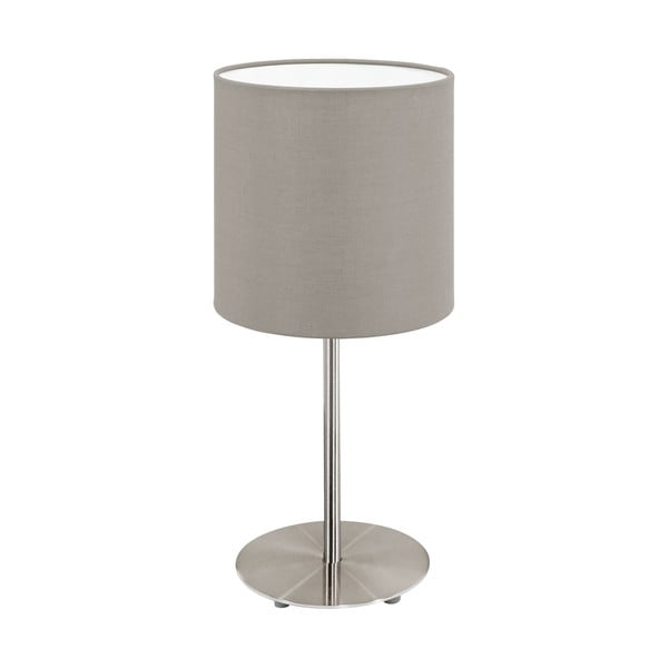 Stolní lampa v šedé a stříbrné barvě s textilním stínidlem (výška 40 cm) PASTERI – EGLO