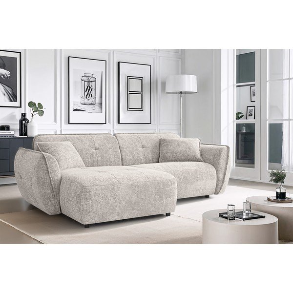 Béžová žinylková rohová pohovka (levý roh/s lenoškou) Nelia – Ropez-image-1